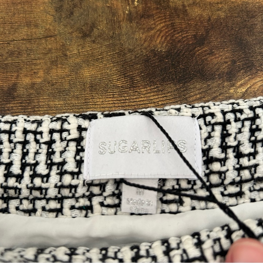 NWT Sugarlips Janae Calera Plaid Monochrome Tweed A-Line Mini Skirt - Picture 4 of 5